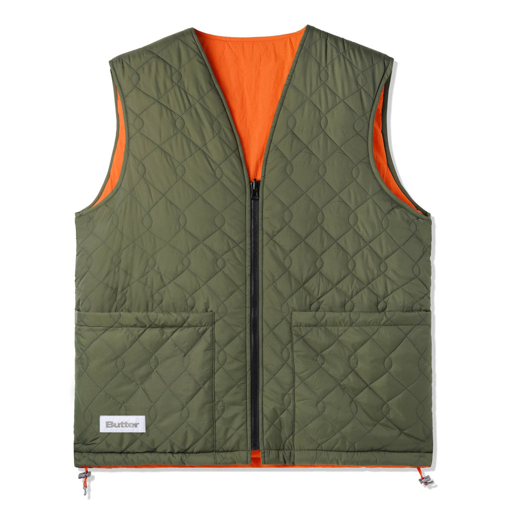 BUTTER CHAINLINK REVERSIBLE PUFFER VEST ARMY / ORANGE
