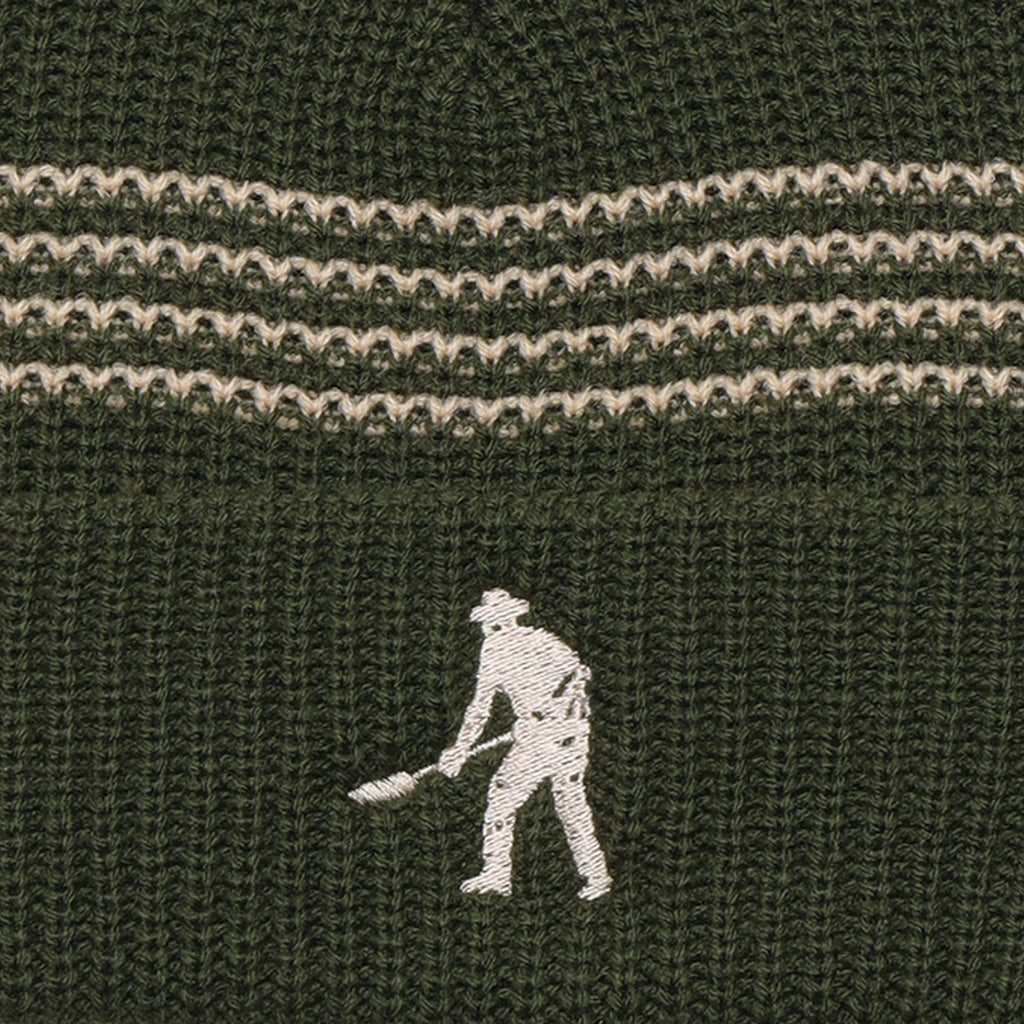 PASS~PORT DIGGER STRIPED KNIT BEANIE OLIVE / CREAM