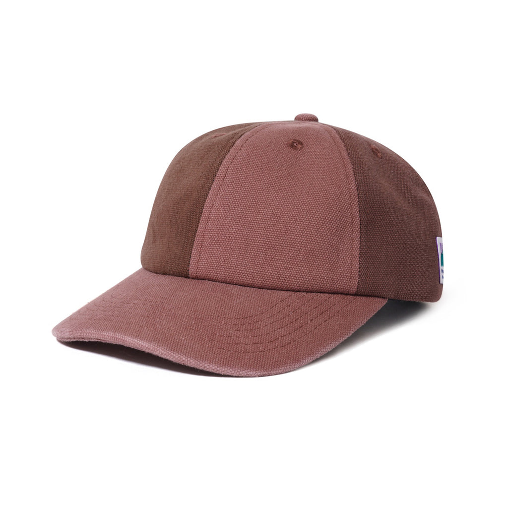 BUTTER CANVAS PATCHWORK 6 PANEL CAP WAHED BURGUNDY