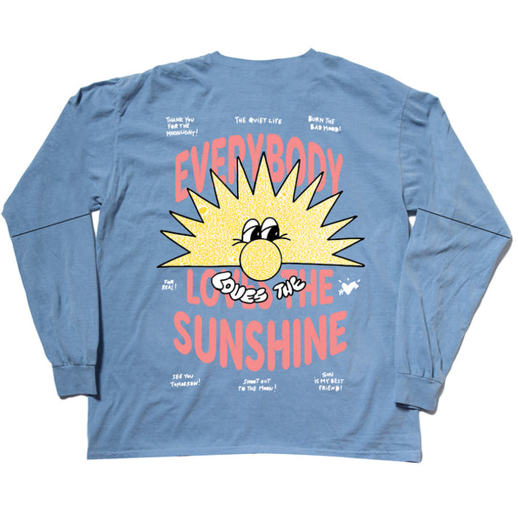 THE QUIET LIFE EVERYBODY LOVES SUN LONG SLEEVE PIGMENT DYED T BLUE