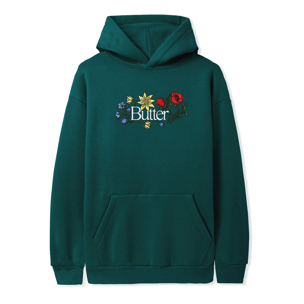 BUTTER FLORAL EMBROIDERED PULLOVER HOOD DARK GREEN