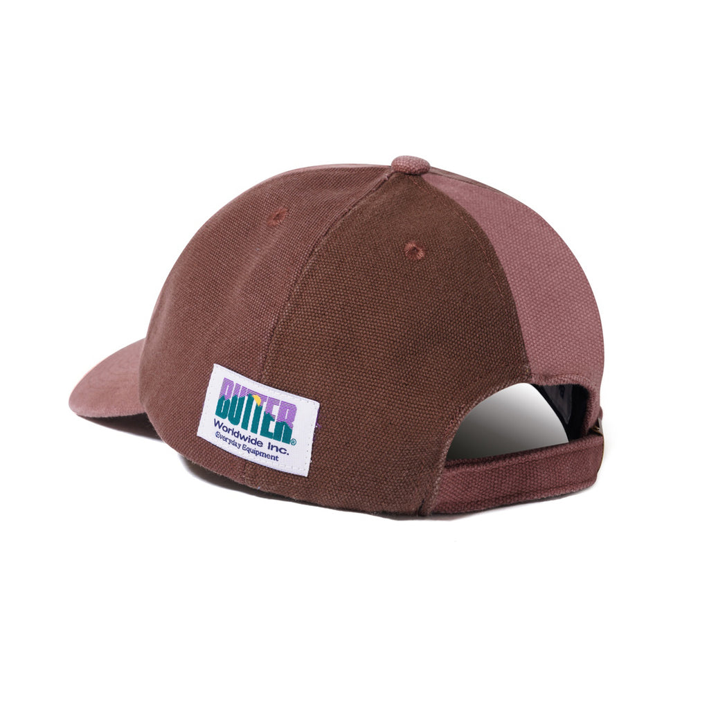 BUTTER CANVAS PATCHWORK 6 PANEL CAP WAHED BURGUNDY