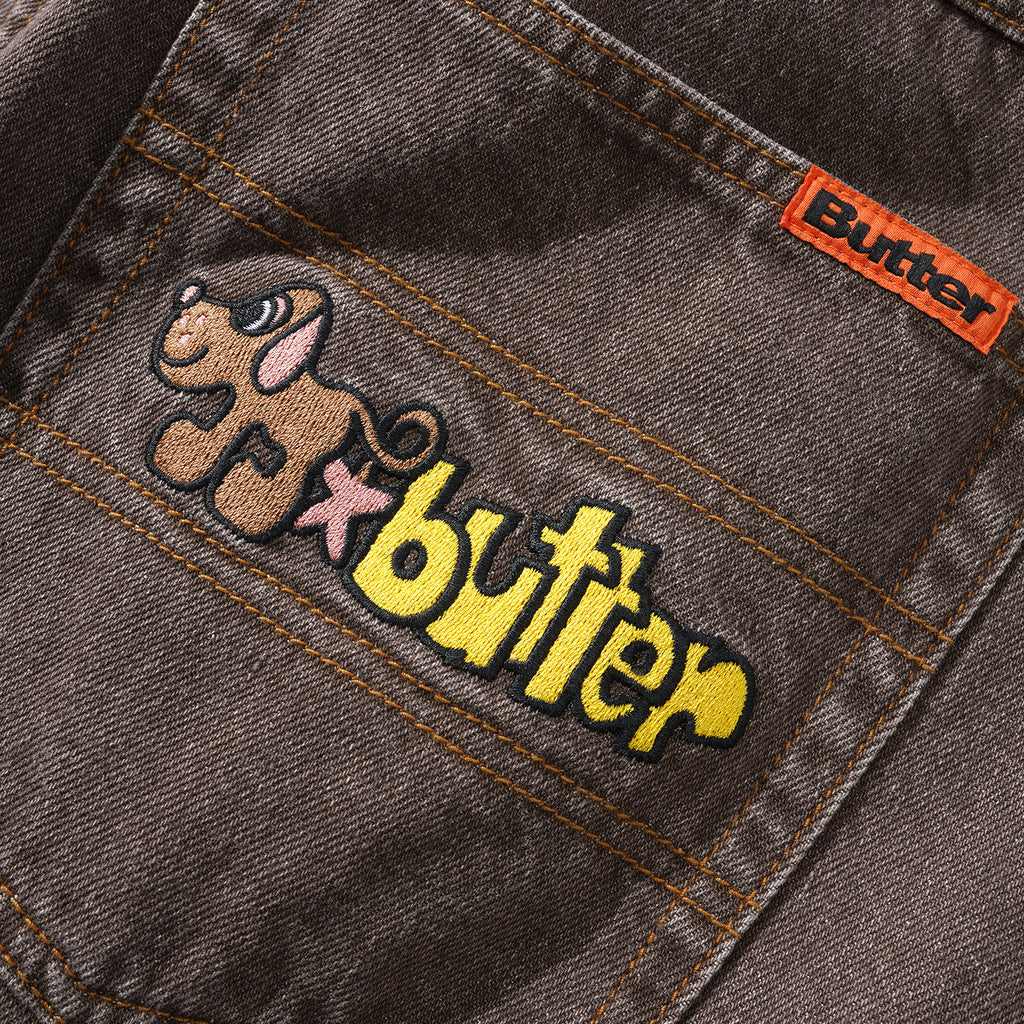 BUTTER POOCH RELAXED DENIM JEANS WASHED BROWN