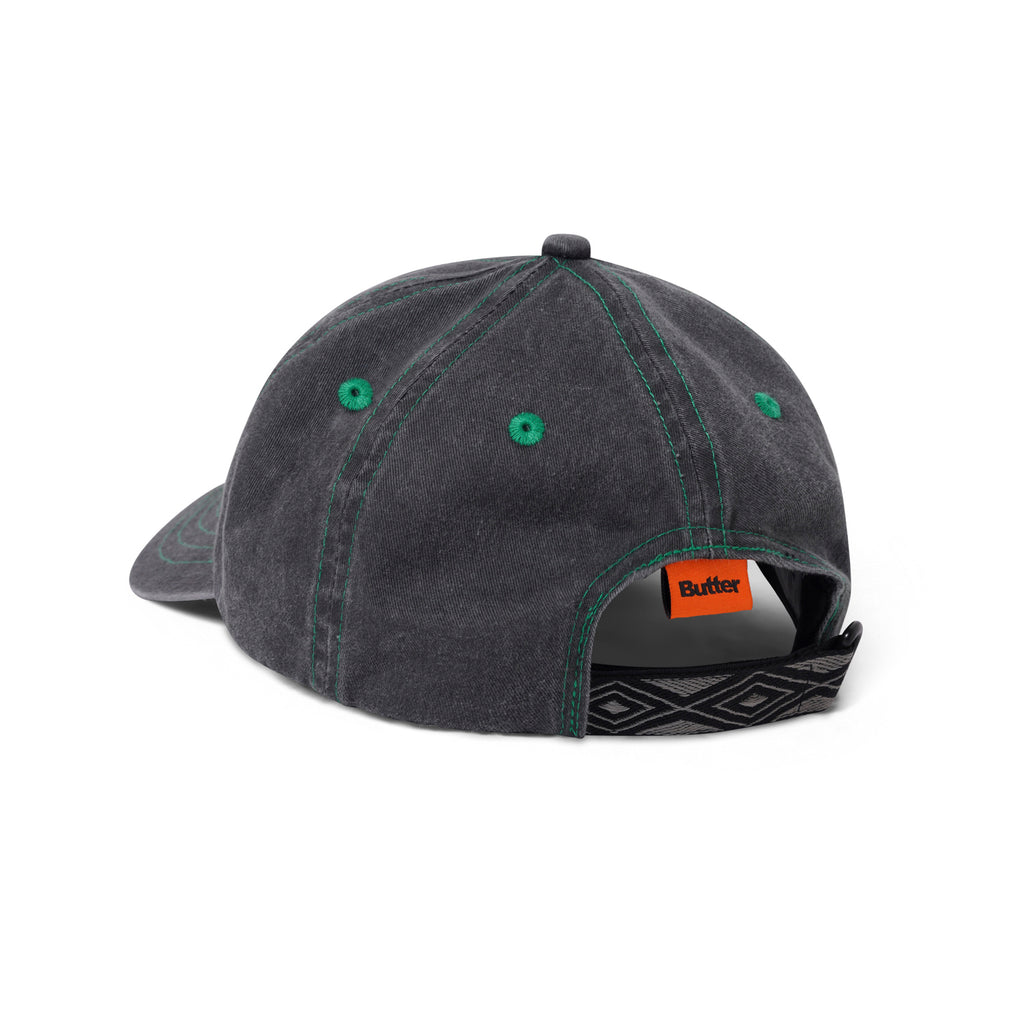 BUTTER ROUNDED LOGO 6 PANEL CAP WASHED BLACK