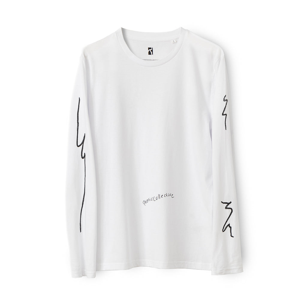 POETIC COLLECTIVE SCRIBBLE LONG SLEEVE SHIRT WHITE