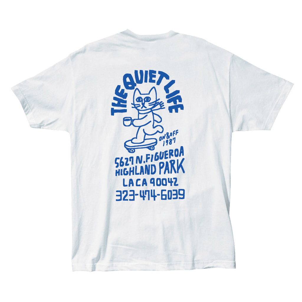 THE QUIET LIFE SKATING CAT SHOP T WHITE