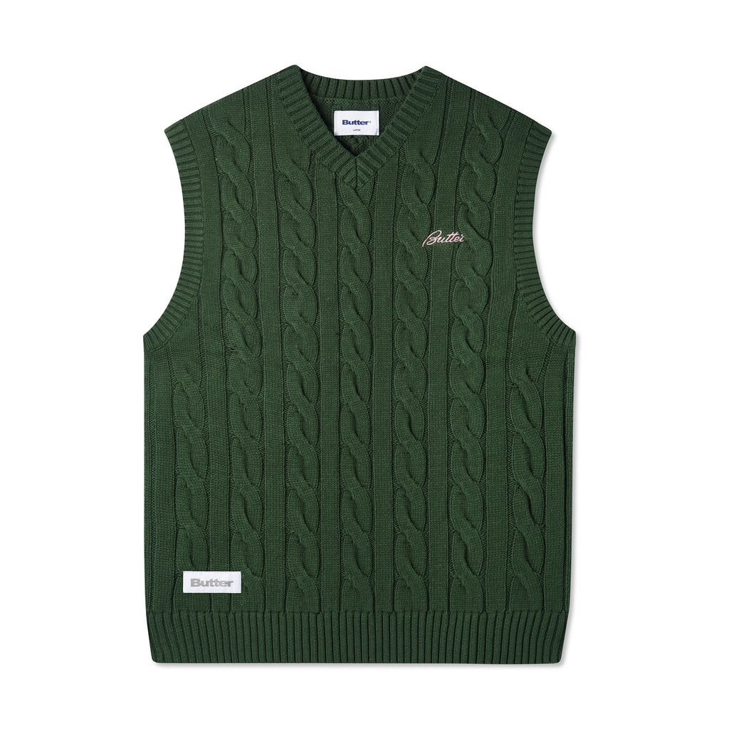 BUTTER CABLE KNIT VEST FOREST