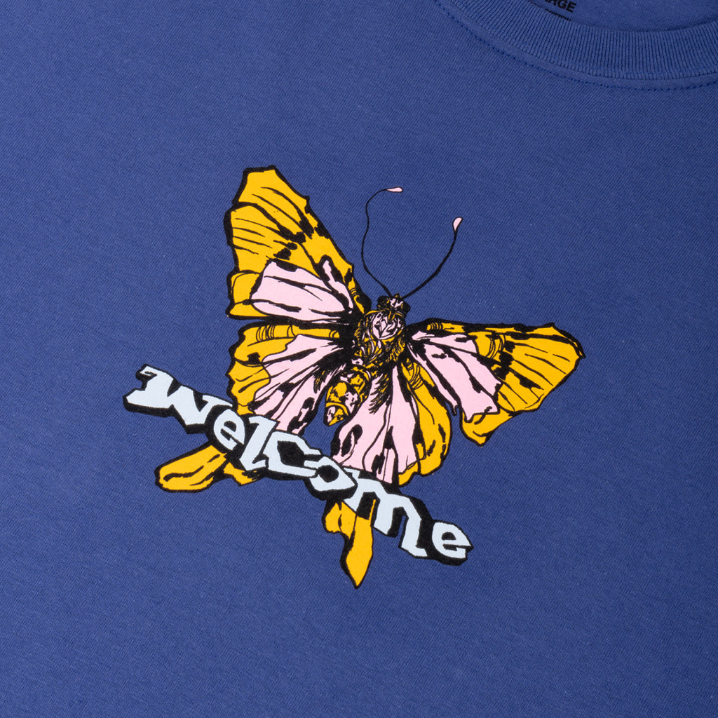 WELCOME BUTTERFLY GARMENT DYED TEE BLUE